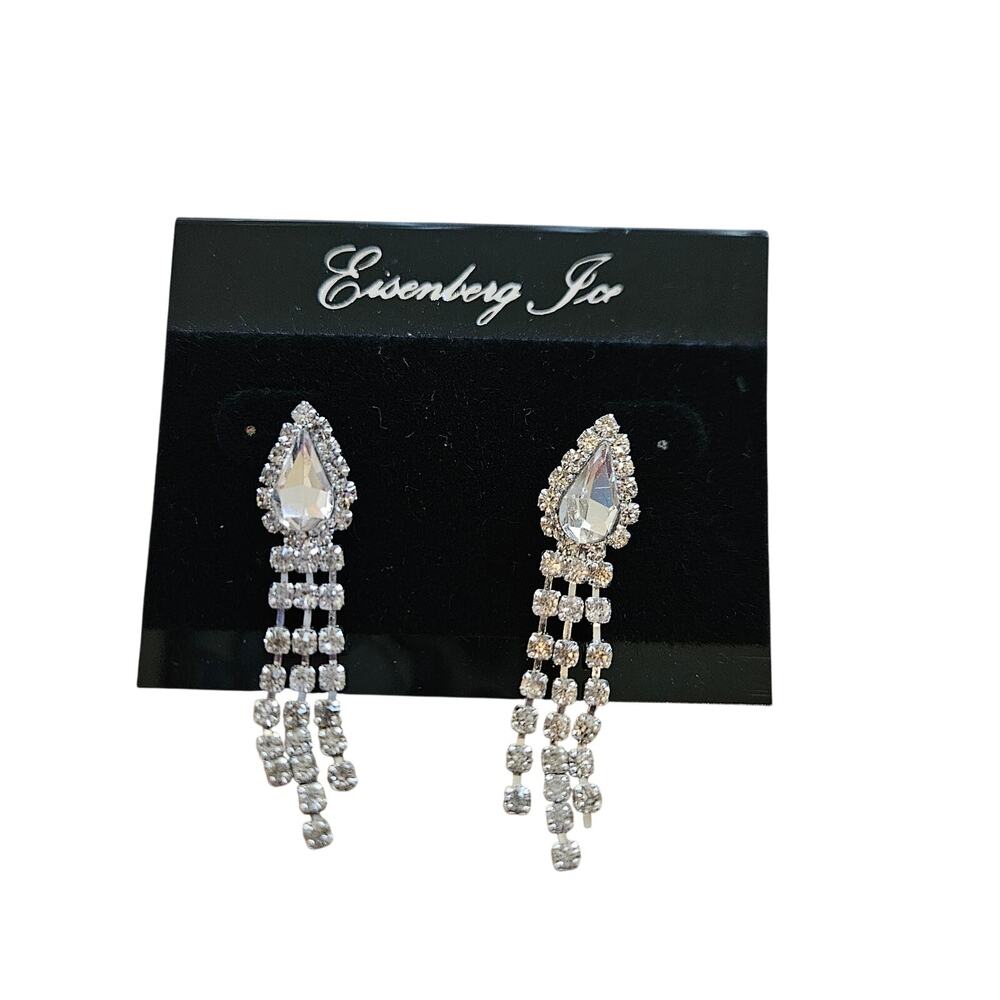 Eisenberg Ice Silver Tone Crystal Rhinestone Chandelier Dangle Earrings